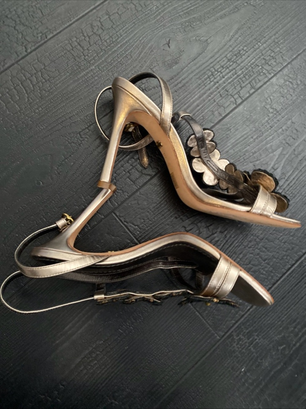 Coach Bianca Womens Sandals Heels Ankle Straps Embellished Leather 7.5 - Picture 11 of 16
